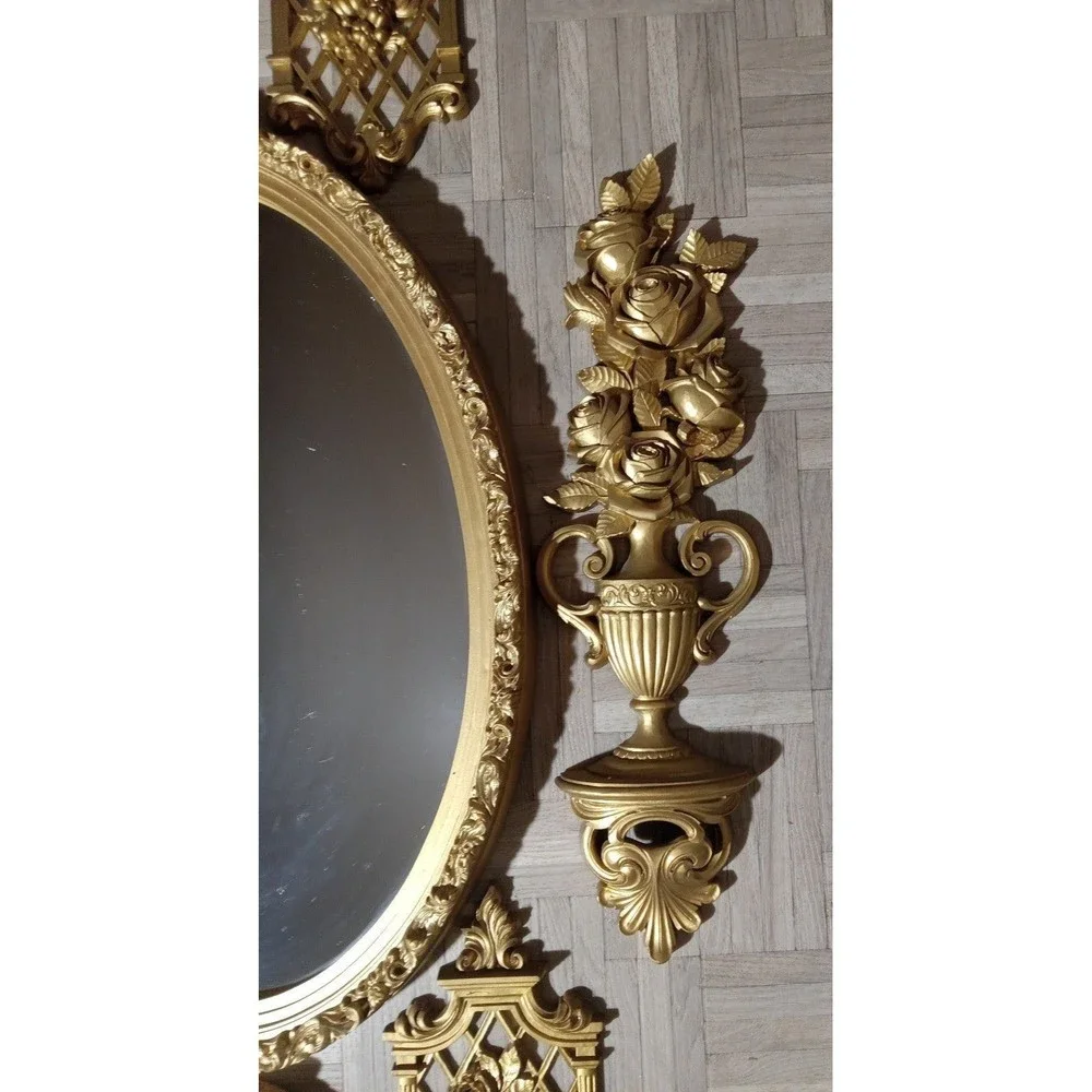 Vintage GILT WALL HANGING MIRROR SET